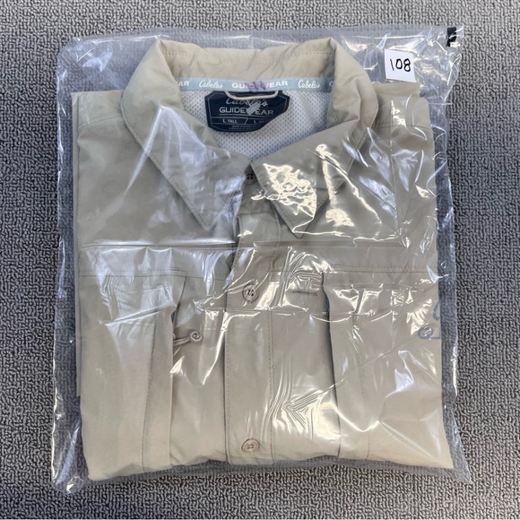 Cabela's Shirt Large Beige Button up GlideWear Vented Performance UPF 50 Men - Picture 13 of 13